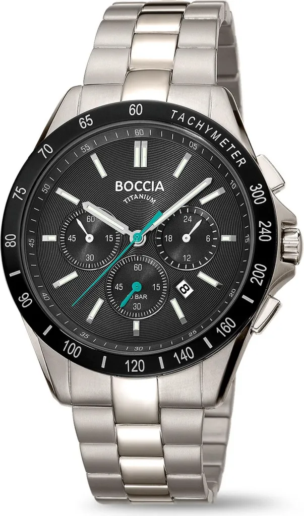 Montre Chronographe Homme en Titane Boccia 3733-03 Cadran Noir Chic