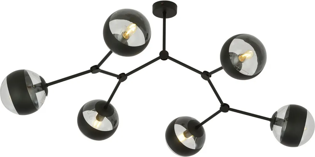 Lustre Moderne Noir 6xE14 SPACE 6 : Éclairage Puissant pour Salon Sombre