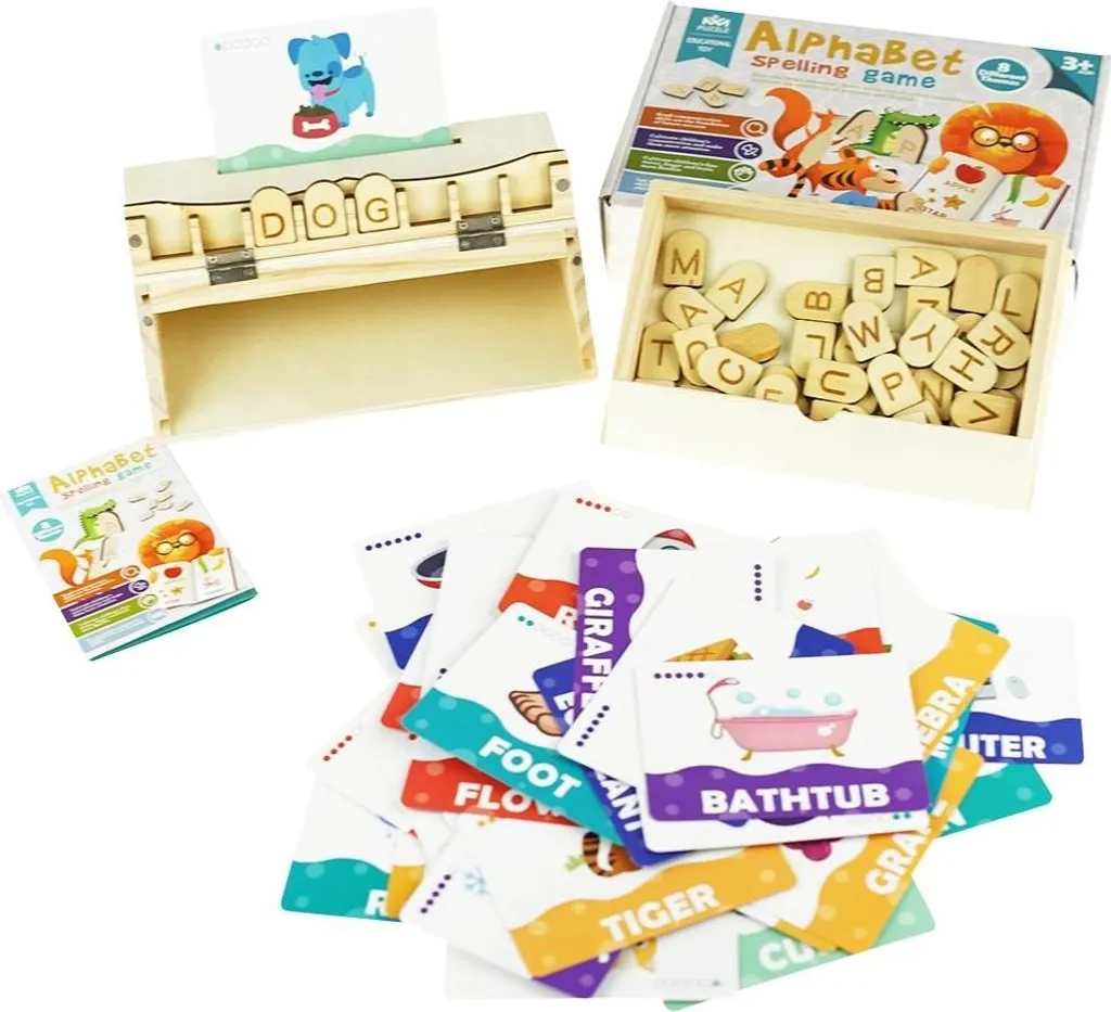 Activités d'orthographe pour enfant : coffret bois de lecture CP