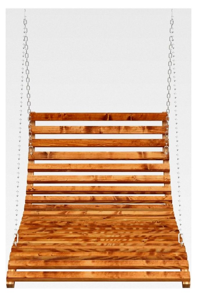 Bett-Schaukel aus Bugholz mit Teak-Finish 115x147x46 cm, HäNgematte mit Gestell, Nestschaukel für den Außenbereich