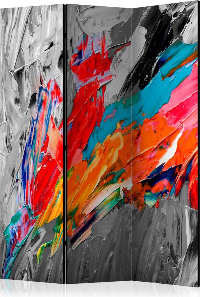 3-teiliger Doppelseitiger Vlies Paravent - Fiery Bird 135x172 cm Abstrakt a-B-0018-z-b