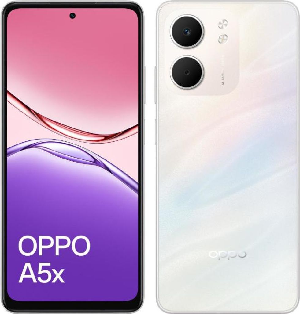 Oppo A5x Dual Sim - Laser White - Mobiltelefon - 128 GB Obrázek produktu 