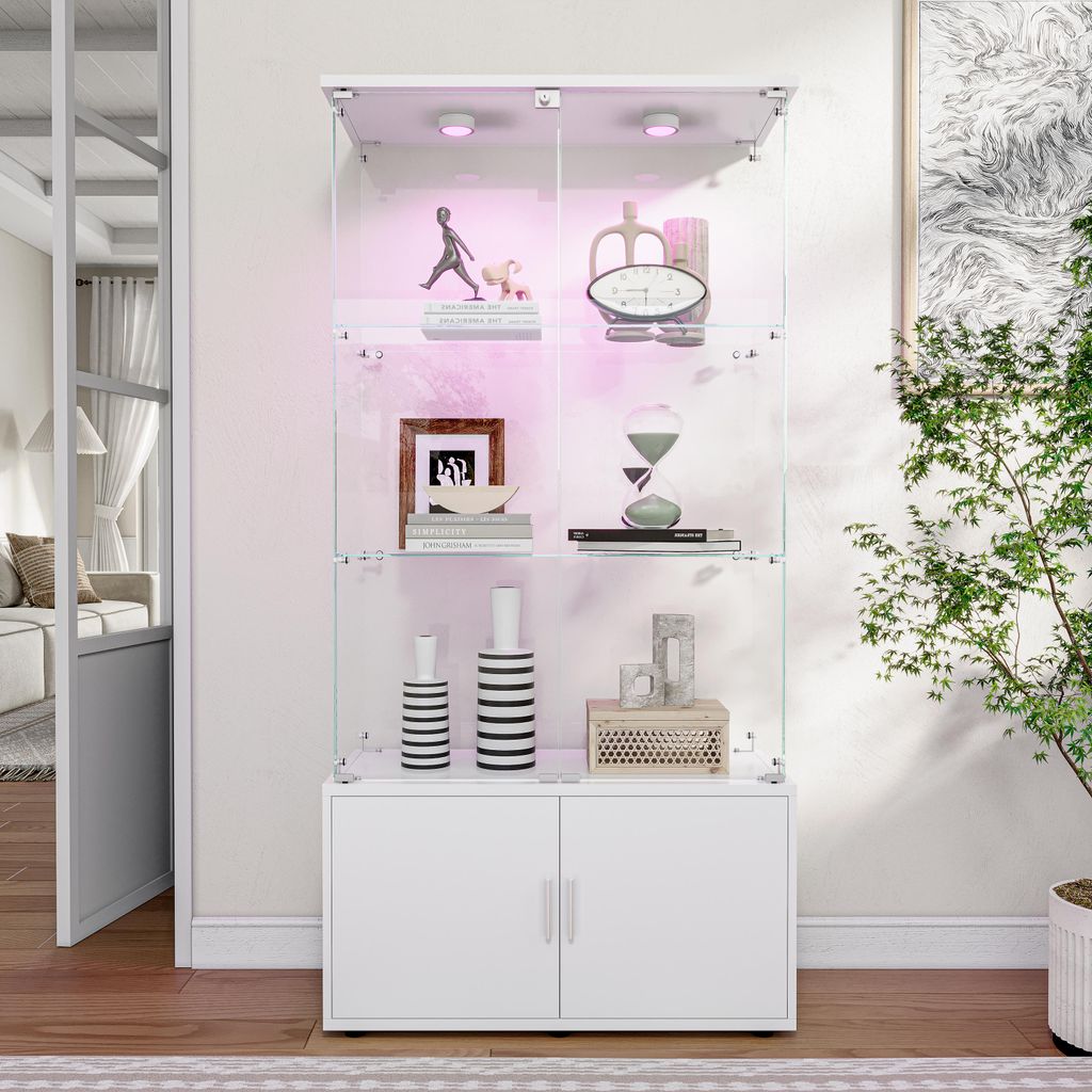 ProximaX Biała 3-poziomowa szklana witryna z oświetleniem Zdjęcie produktu 