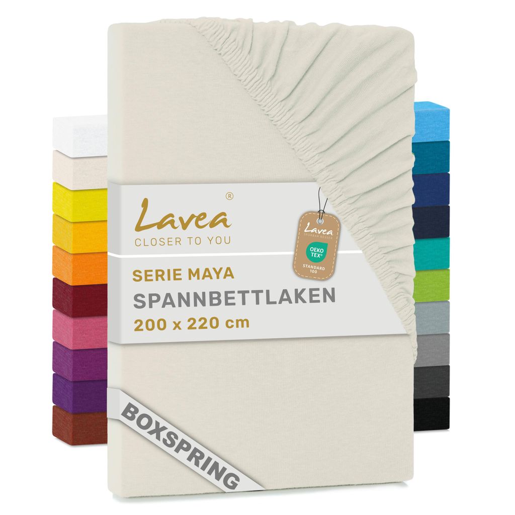Lavea® Spannbettlaken 200x220 cm - Boxspringbett, Jersey, Produktbild 