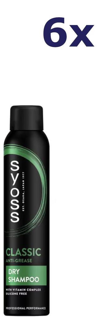 6x Syoss Trockenshampoo 200 ml Classic Anti-Fett