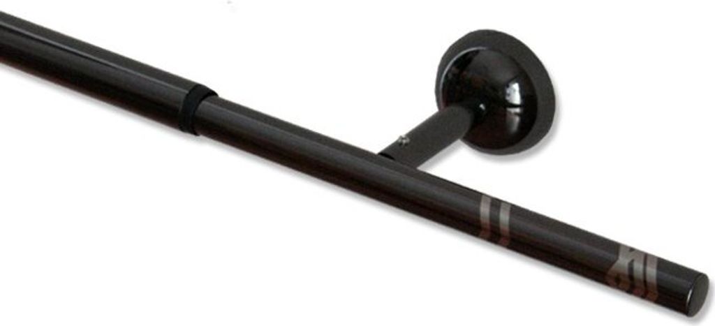 Interdeco Gardinenstange, Vorhangstange Schwarz gelasert Modell Alecto Teris, ausziehbar, 16/19 mm Ø 130-240 cm