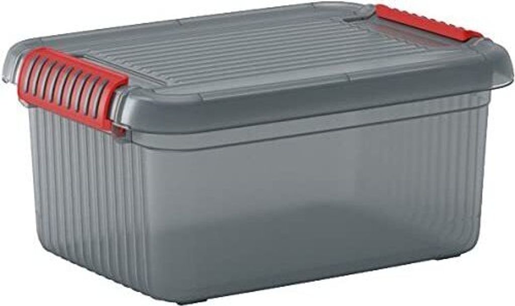 Mehrzweck Aufbewahrungsbehälter MANATEE mit Deckel | HxBxT 39x59x28cm| 42 Liter | Grau/Orange | Behälter, Box, Aufbewahrungsbehälter, Aufbewahru...