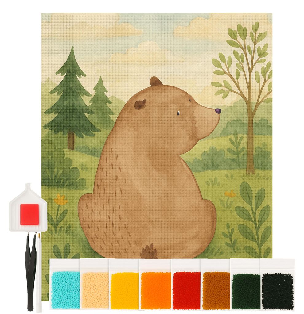 Mr. & Mrs. Panda Diamond Painting Bär Schulterblick Design 40 x 50 cm Mit Rahmen - Weiß - Geschenk, Motivation, Bären, Bärenliebe, Weisheit, di...