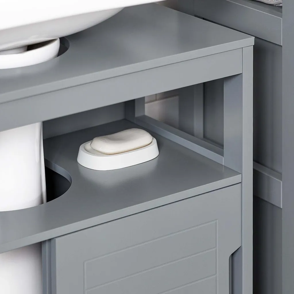 Meuble de lavabo Rootz Gris Anthracite - Rangement Salle de Bains