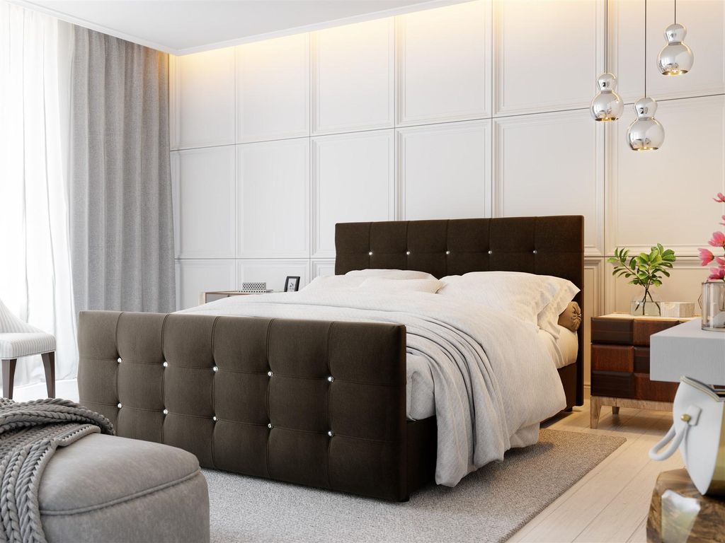 Boxspringbett Schlafzimmerbett MAURO 160x200cm Braun inkl.Bettkasten