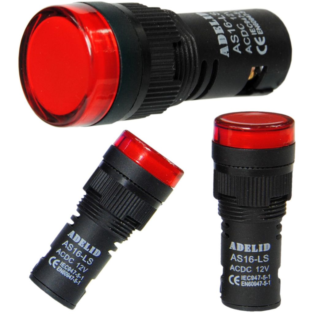 LED Signalleuchte Kontrollleuchte Leuchtmelder 12V Ø 16mm Rot