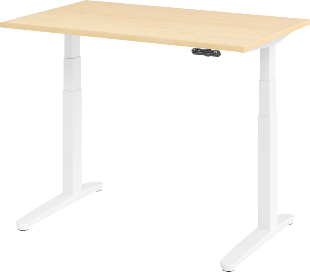 bümö Schreibtisch elektrisch XBHM - Nachbildung Ahorn, Größe: 120 x 80 cm, Gestell: Weiß