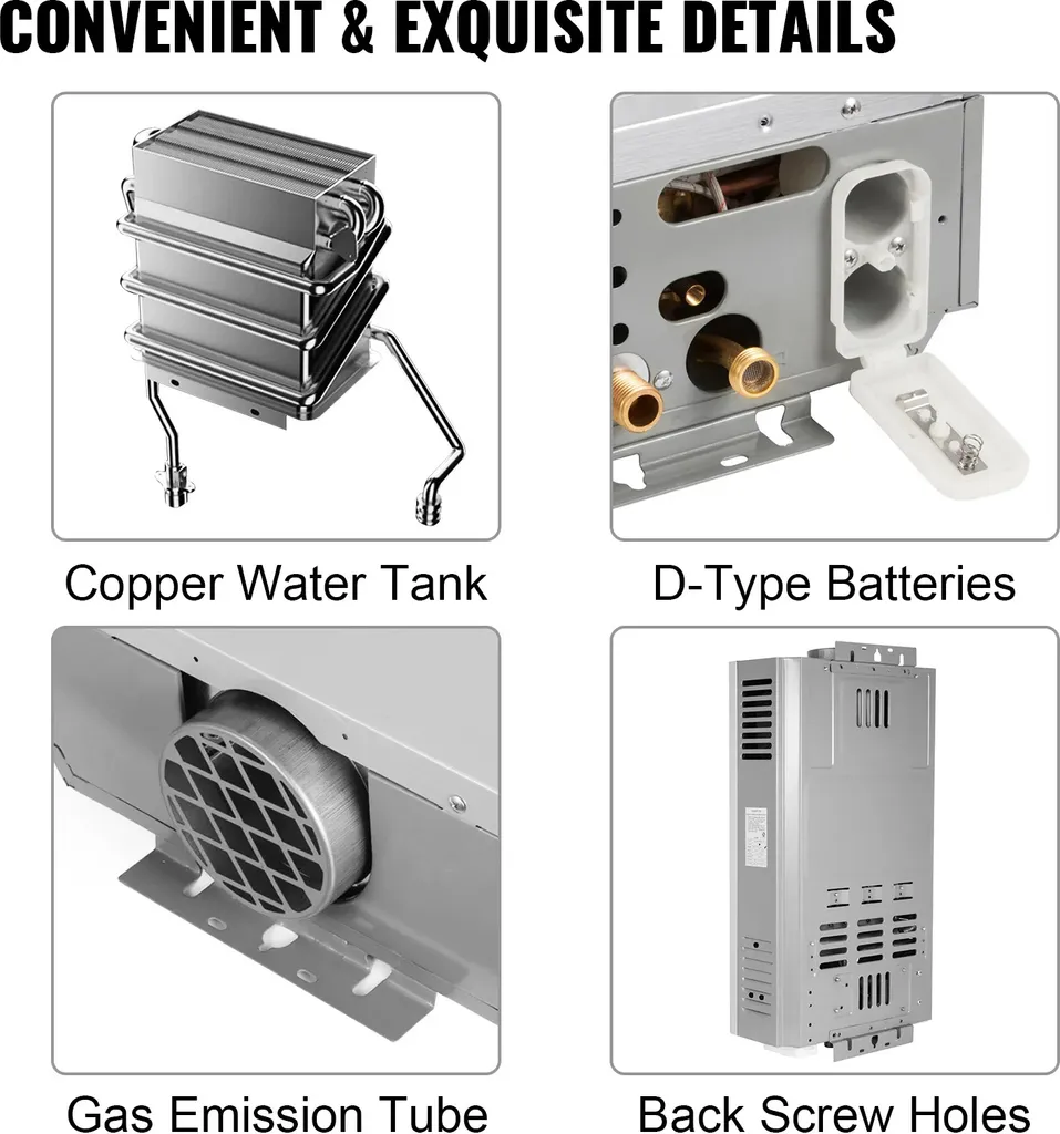 Chauffe-eau 32kW GPL Inox - Débit d'Eau Chaude Stable et Haute Résistance - 3