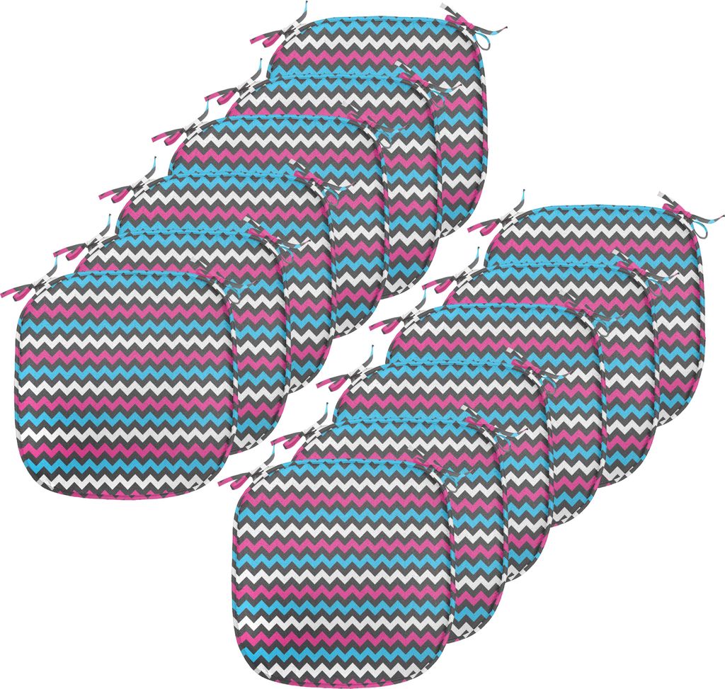 ABAKUHAUS Modern Polster für Esszimmerstühle, Zick-Zack-Bunte Twisty, Dekoratives wasserfestes Kissen mit Riemen für Küchensitze, 40 cm x 40 cm...