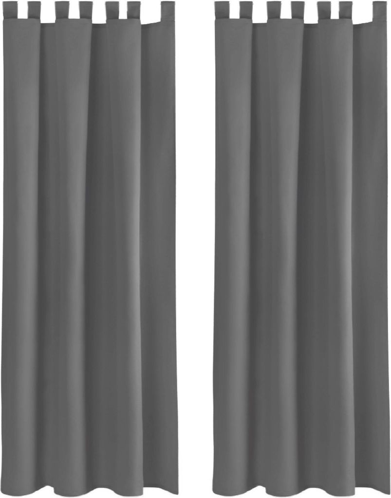 2x Gardinen Ellen Schlaufen inkl. Raffhalter & Hacken (Anthrazit), Größe: 140x145cm
