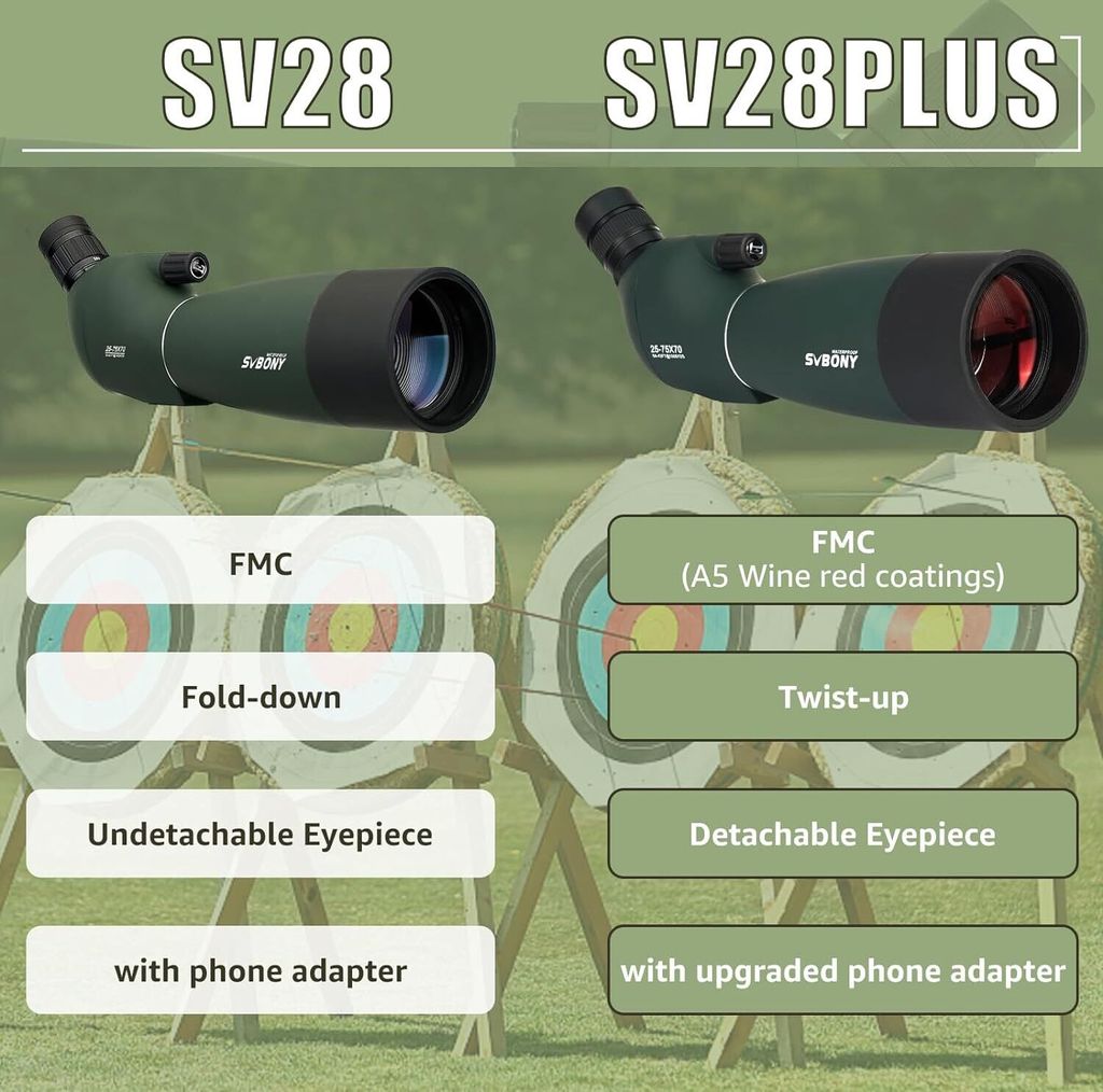 Svbony SV28PLUS dalekohled, 25-75×70mm BAK4 A5 vínově Obrázek produktu 8