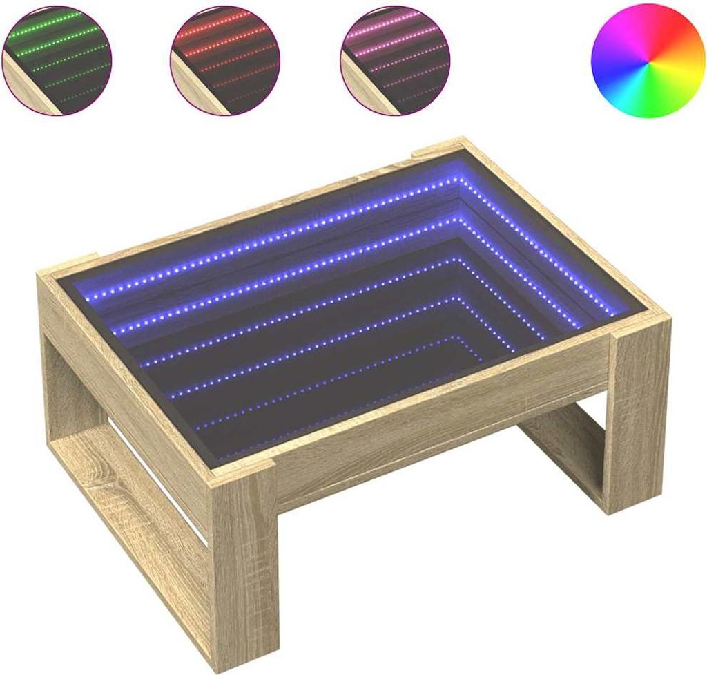 vidaXL Couchtisch mit Infinity-LED Sonoma-Eiche 70x53x30 cm