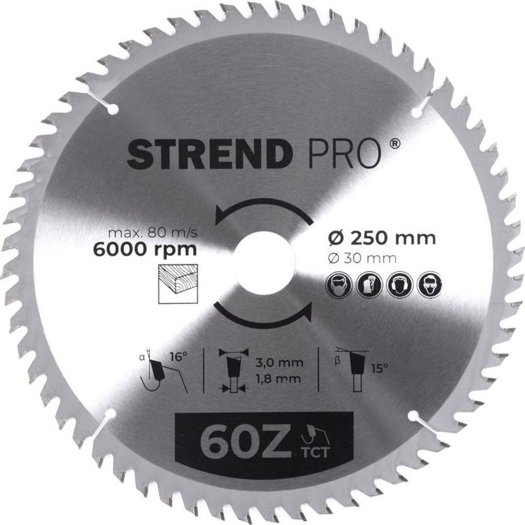 Disco Strend Pro TCT 250x3.0x30/20 mm 60T, per legno, per Immagine del prodotto 