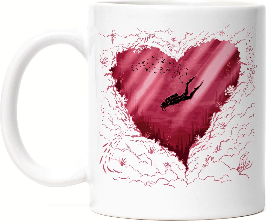 Tauchen Tasse Weiß Wasser Gewässer Taucher See Meer Ozean Schwimmern Sauerstoffflasche Taucherbrille Neoprenanzug