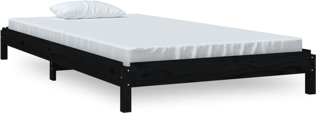 vidaXL Stapelbett Schwarz 100x200 cm Massivholz Kiefer