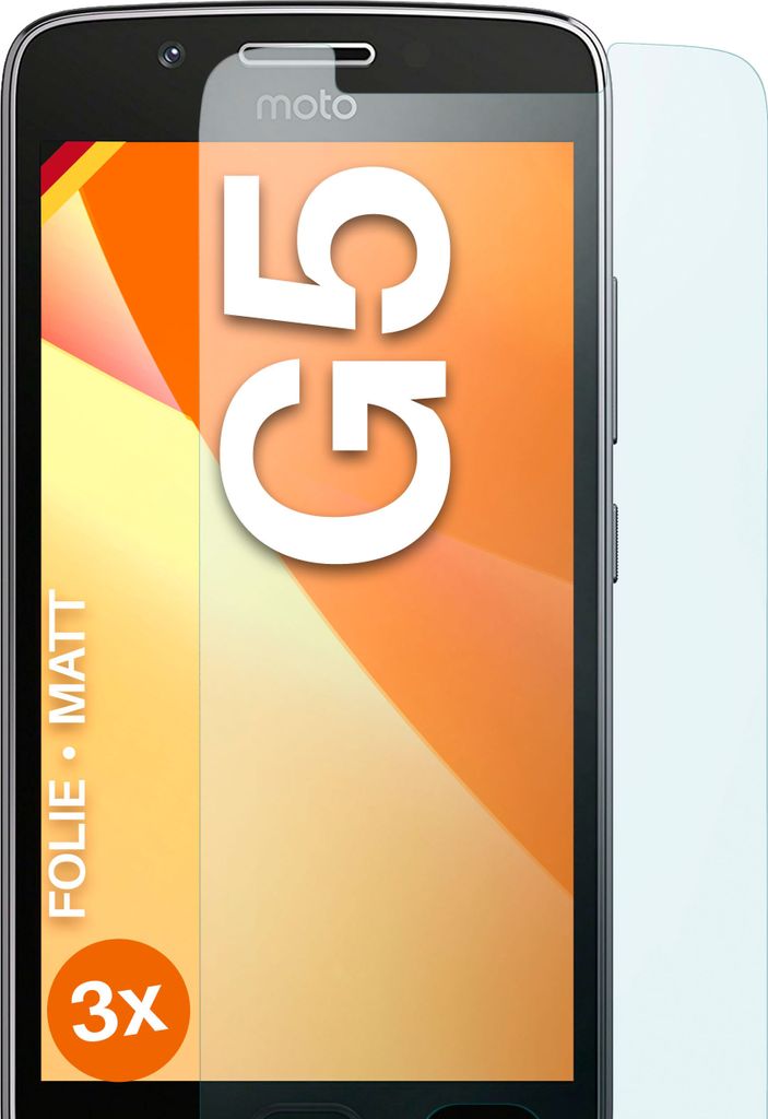 moex 3x Schutzfolie kompatibel mit Moto G5 - Displayschutzfolie Anti Reflex Folie, Matt