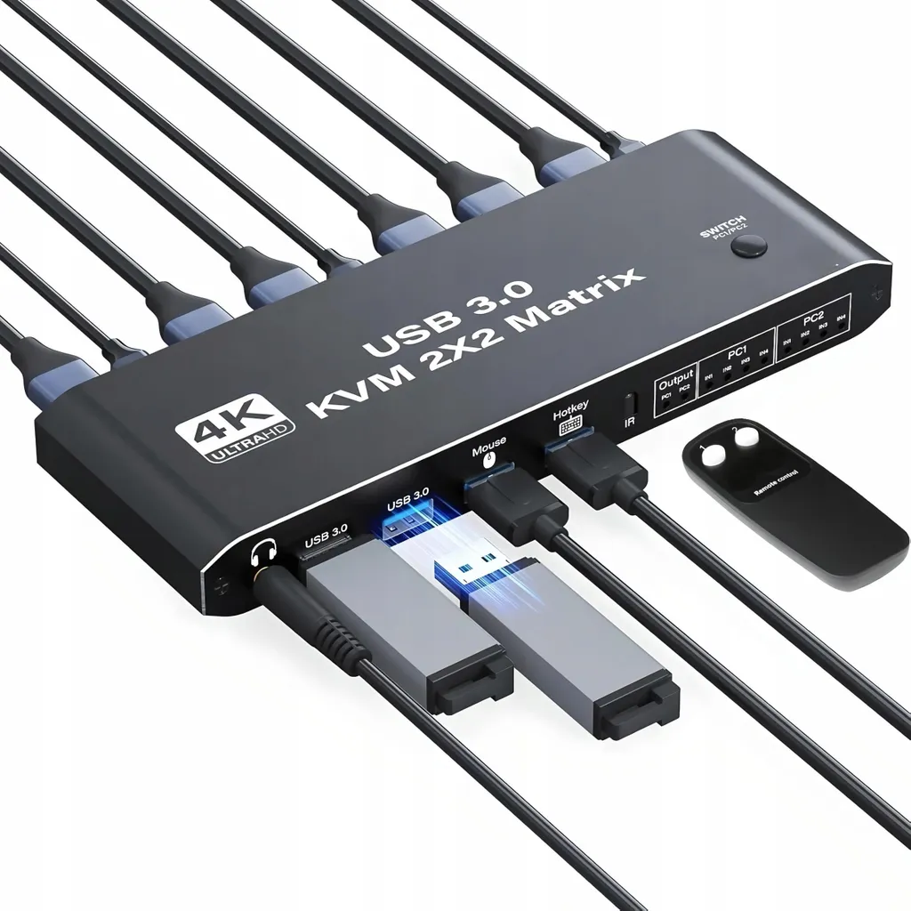Switch KVM double écran HDMI 2.0 pour le télétravail et studio 4K