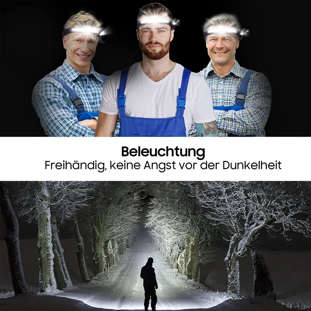 Stirnlampe, wiederaufladbare LED-Leuchte mit Sensor, 2 Produktbild 7
