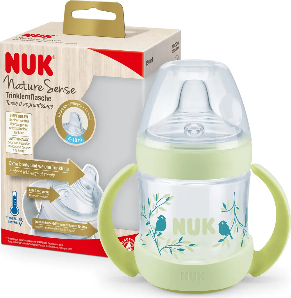 Biberon Anti-Colique NUK Nature Sense 150 ml Silicone pour Bébé Vert