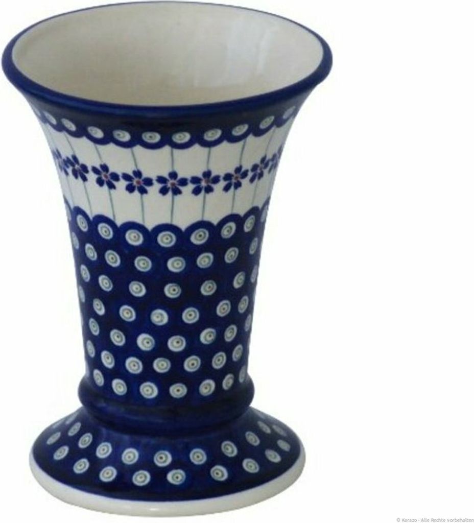 Original Bunzlauer Keramik 800ml Vase "Valentina" 19,5cm – Handgefertigte Blumenvase, Nachbildung 166a