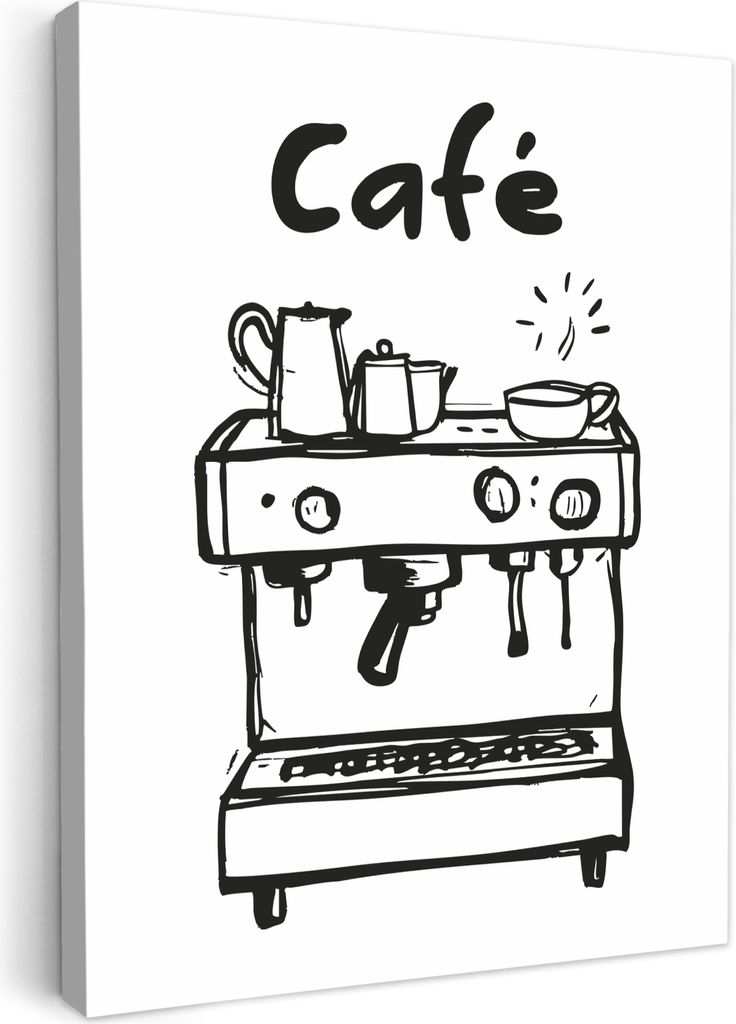 Leinwand Bilder 30x40 cm - Küche - Schwarz - Cafe - Weiß, Bilder Modern, Leinwandbilder, Wanddeko
