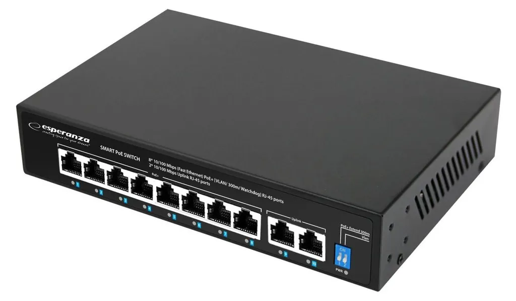 Switch Ethernet PoE pour Système de Vidéosurveillance Esperanza 10/100