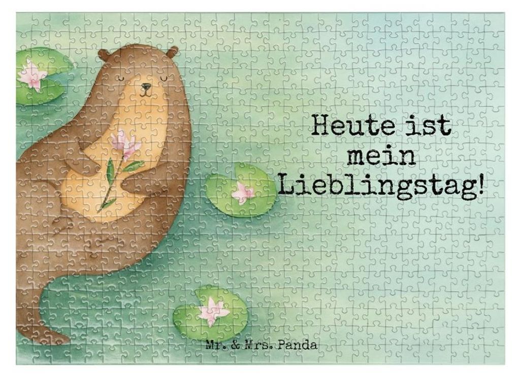 Mr. & Mrs. Panda Puzzle Otter Seerose Design 551 Teile - Weiß - Geschenk, Puzzlespiel, Seeotter, 500, Lieblingstag, Fluss, 1000, 1500, Wasser, 2000