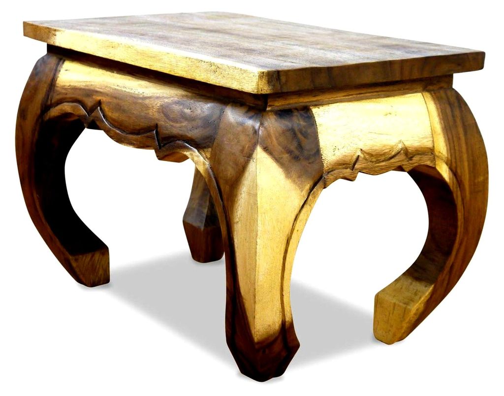 Opiumtisch aus Massivholz – 60x40x40cm – Handgeschnitzter Beistelltisch aus Thailand, Einzigartig und Nachhaltig, Ideal für Wohnzimmer und Les...