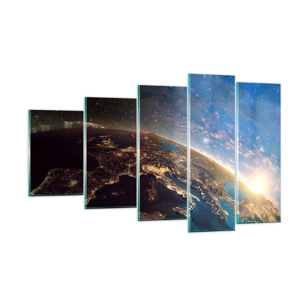 Bilder auf glas - Kosmos Erde - 100x60cm - Glasbilder - Wandbilder - Bilder - Kunstdruck - zum Aufhängen bereit - Wanddekoration aus Glas - Glas B...