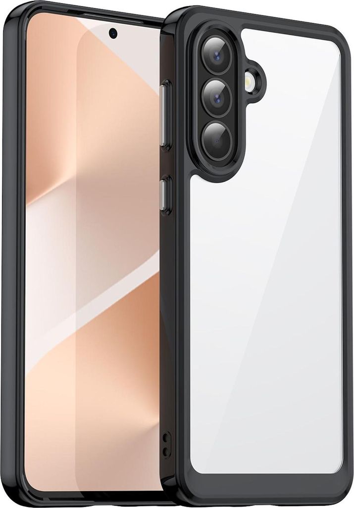 Für Samsung Galaxy A57 5G Colorful Serie TPU / Acryl Hybrid Schutz Hülle Schwarz