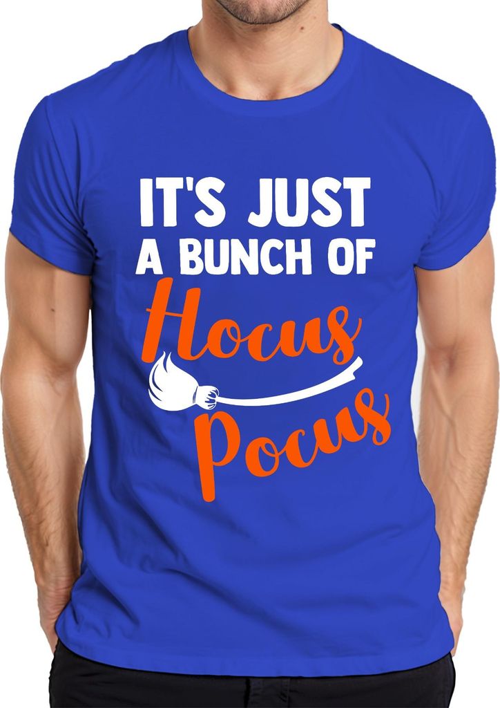 IT'S JUST A BUNCH OF Hocus Pocus Halloween Hexe Besen Geschenk Herren T-Shirt, Blau, M