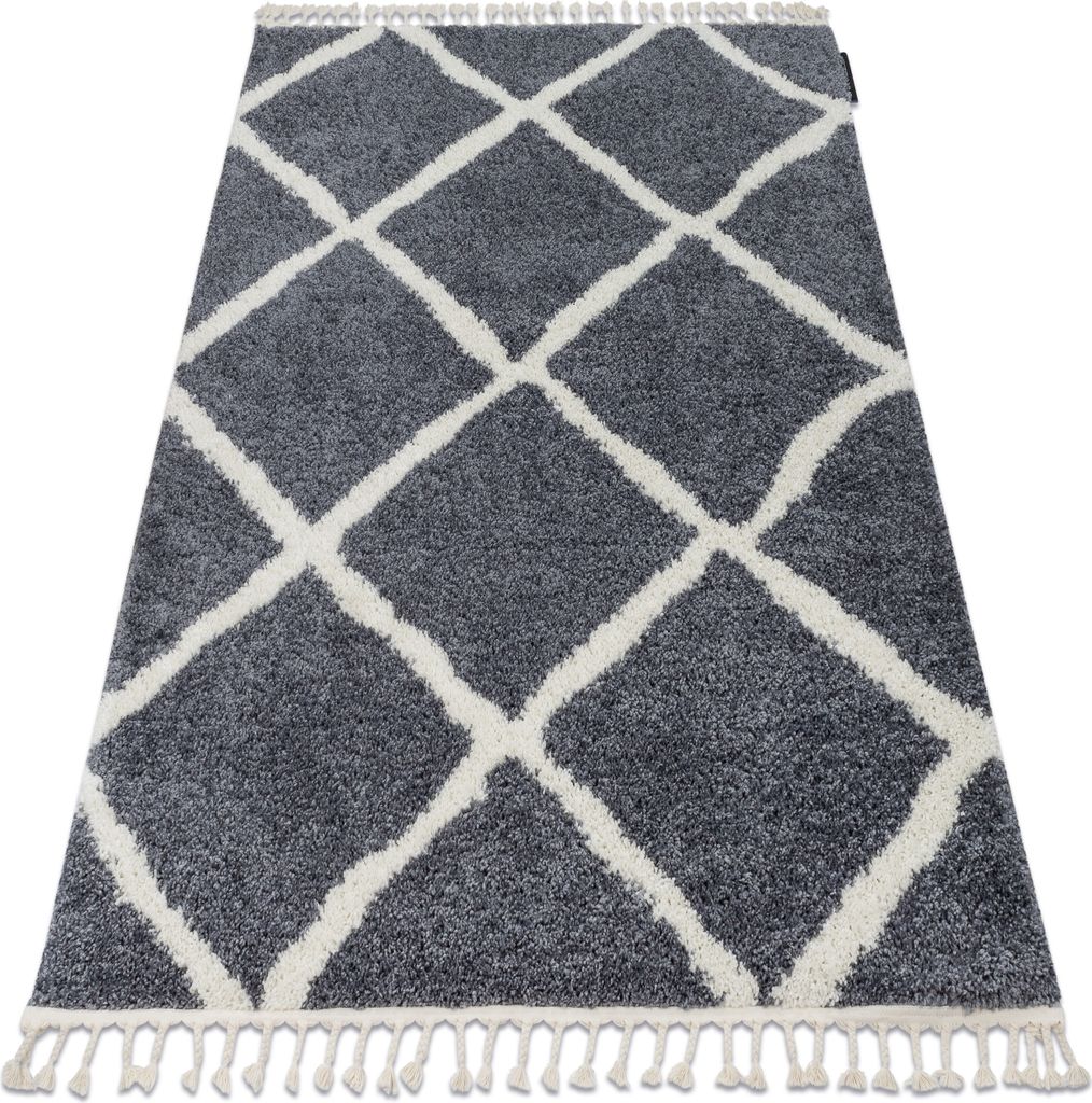 Teppich BERBER CROSS B5950 grau / weiß Franse berber marokkanisch shaggy zottig Grau 120x170 cm