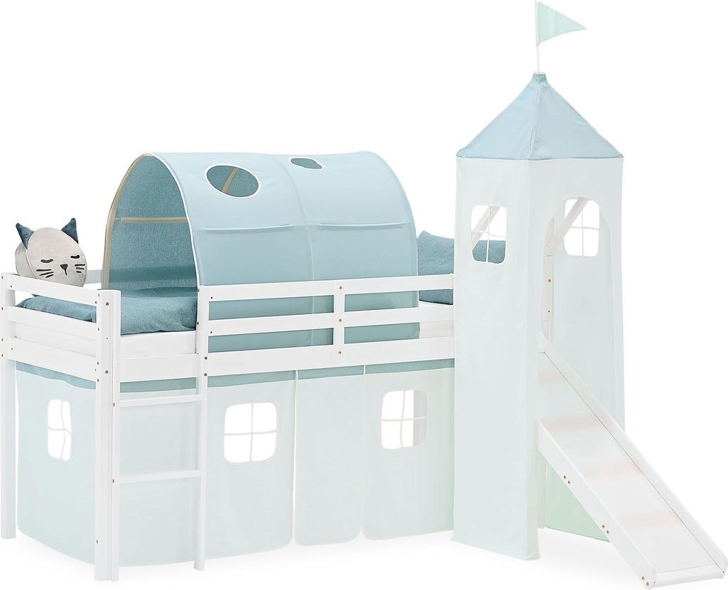 Lit superposé 90x200 cm avec Toboggan Lit mezzanine en Bois Image du produit 