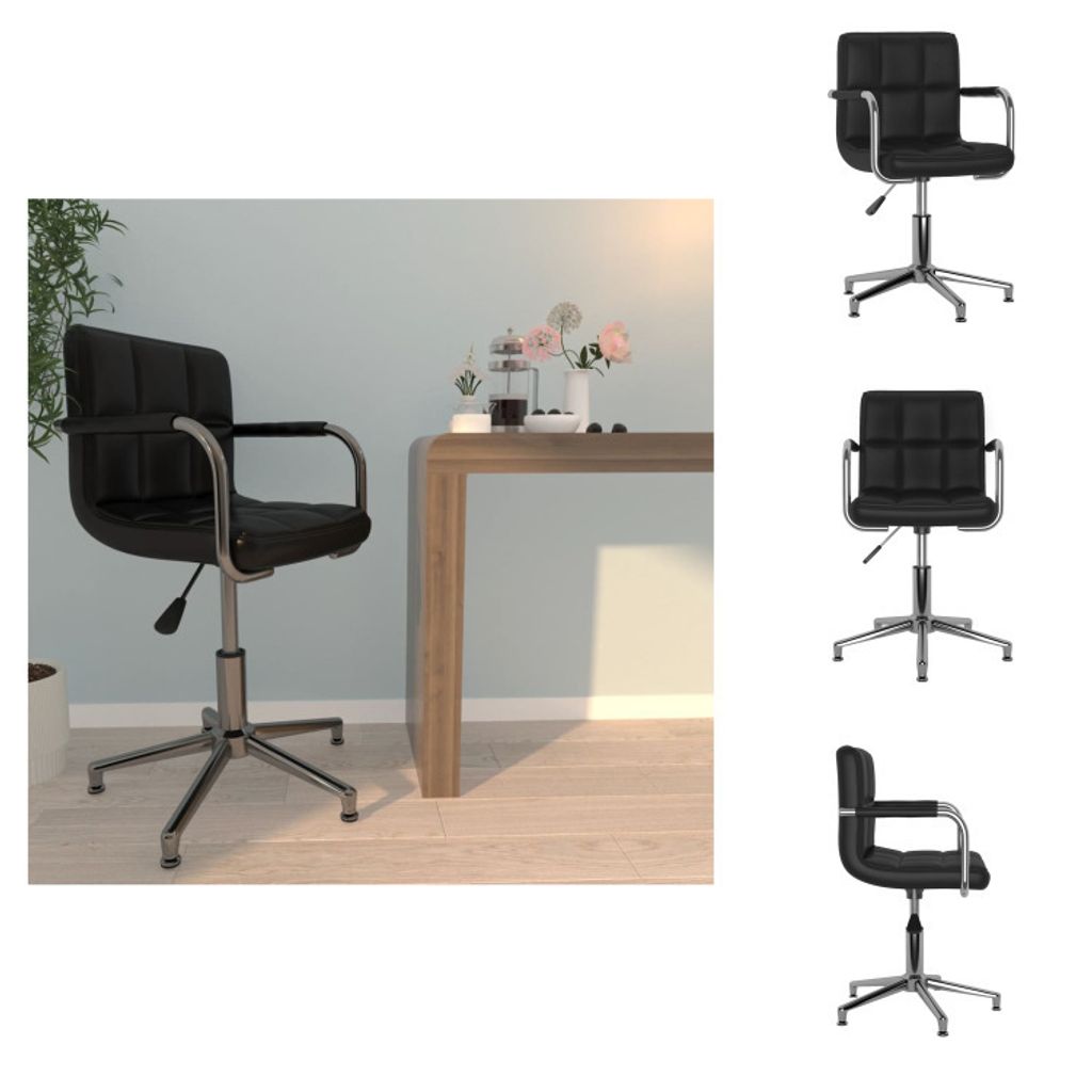vidaXL Bürostuhl Drehbar Schwarz Kunstleder - Bürostühle