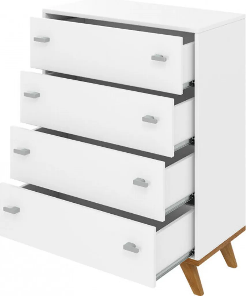 Buffet de chambre KATIA commode bicolore blanc chêne style moderne - 2