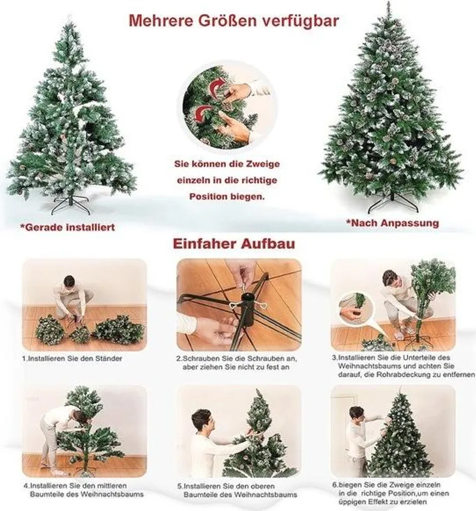 Sapin de Noël artificiel 180 cm enneigé avec LED blanc chaud intégré