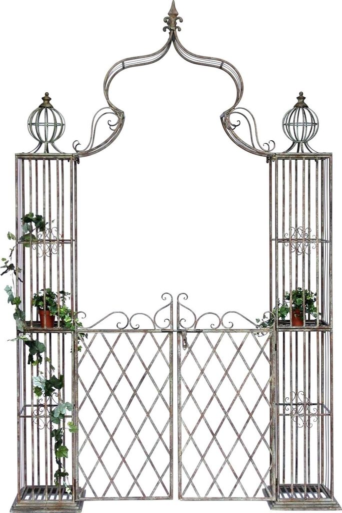 DanDiBo Rosenbogen mit Tor Pforte Metall 275x170 cm Rundbogen Torbogen Pergola 110241 Schmiedeeisen Rankhilfe Gartentor