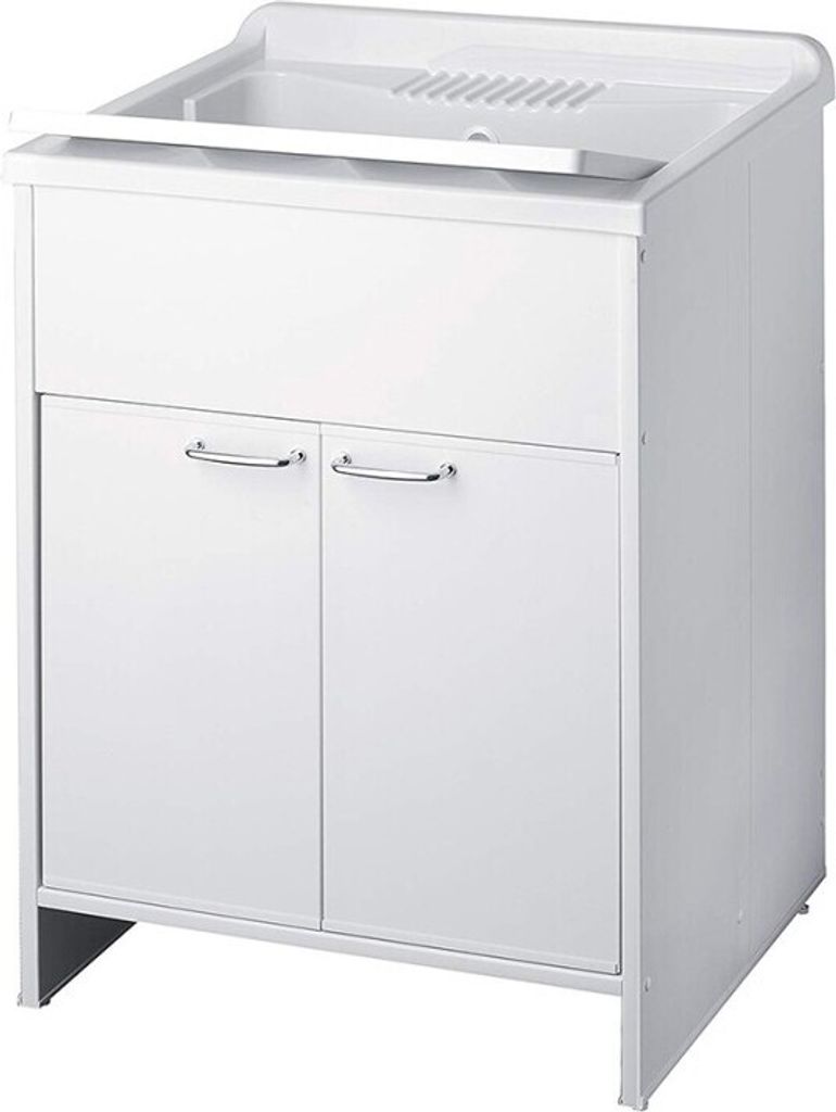 Mobiler Waschbeckenschrank für Waschküche mit Abdeckung, 2 Türen, 60x50 cm, 9002K Negrari