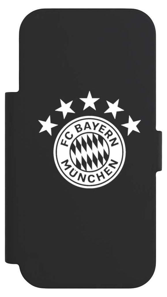 NIVOCASE Klapphülle für Apple iPhone 17 Pro Handyhülle aus Kunst Leder NIVOflip schwarz FC Bayern München FCB transparent