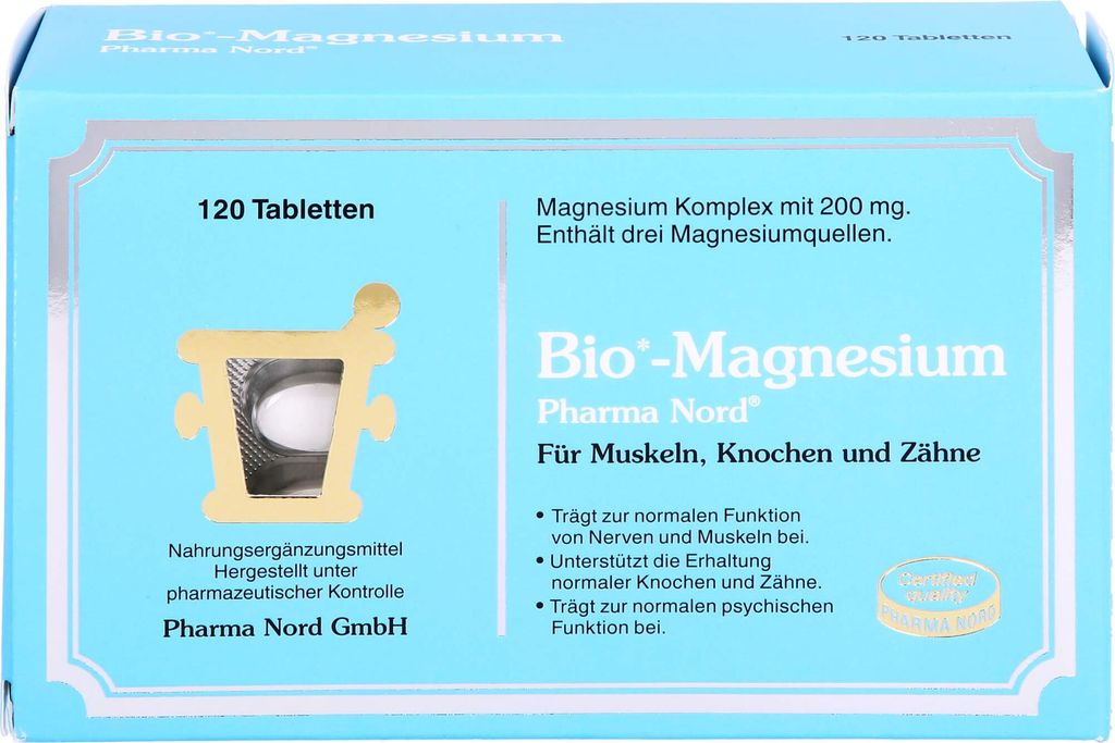 Pharma Nord -Magnesium Tabletten für Muskeln, Knochen und Zähne, 120 St. Tabletten