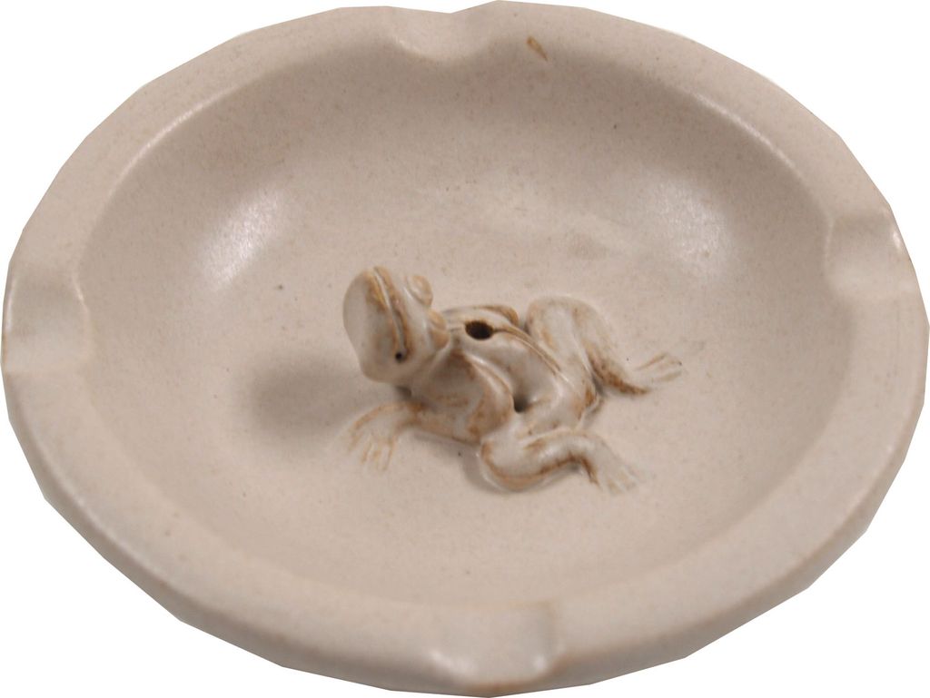 Keramik Räucherteller & Aschenbecher - Beige/Modell 20, Creme-weiß, 2*10*10 cm, Räucherstäbchen Halter