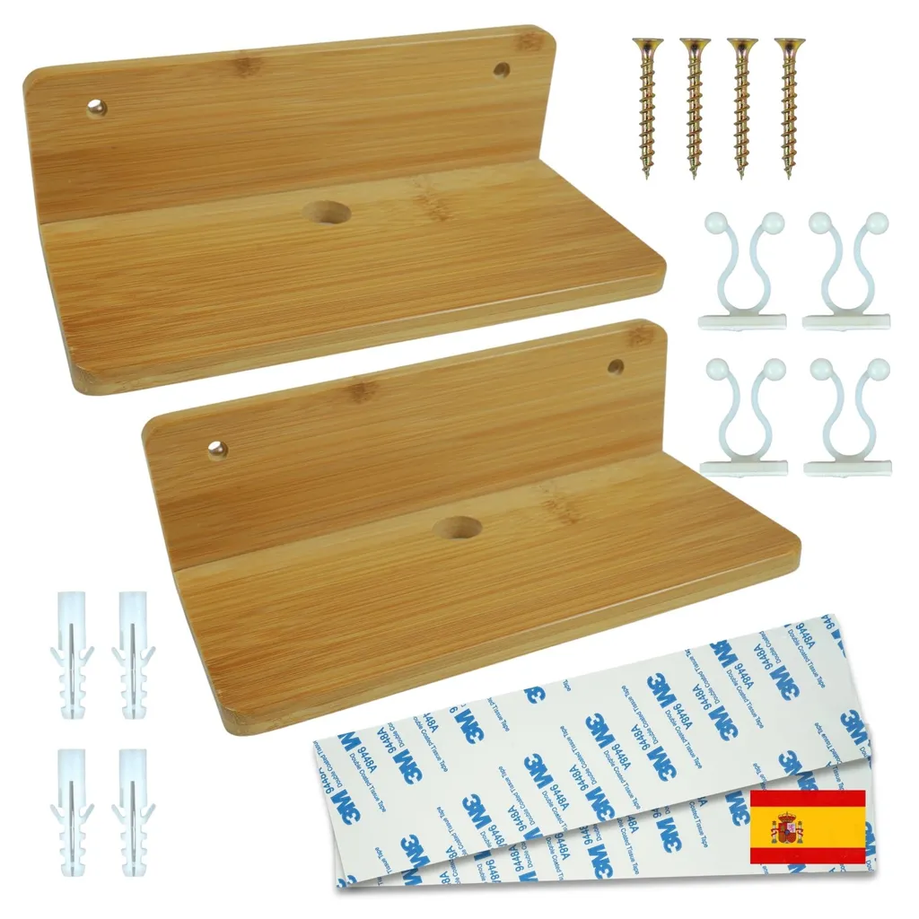 Petit support mural en bambou pour rangement de cuisine ou bureau sans trou
