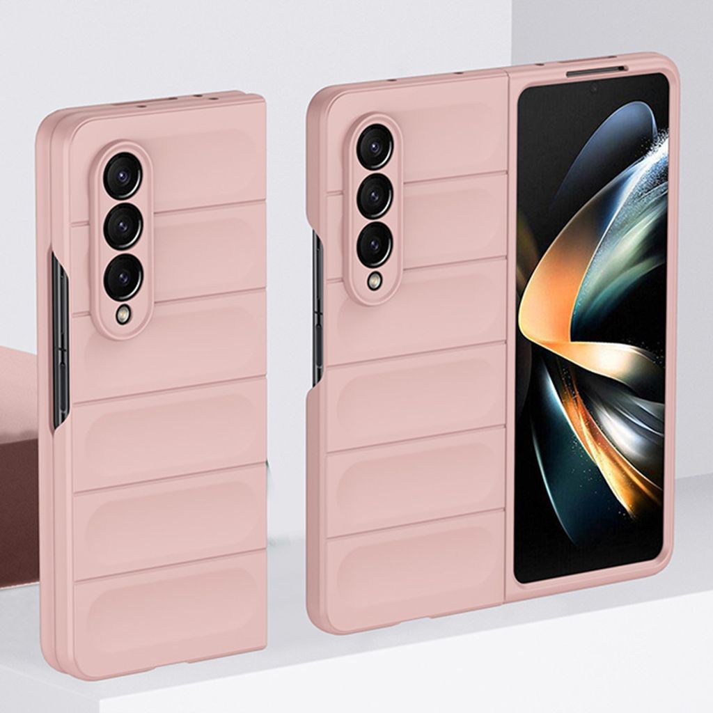 Galaxy Z Fold4 5G Hülle, Silikon Gummiert Stossfest Anti-rutsch Schutzhülle für Samsung Galaxy Z Fold 4 5G Pink