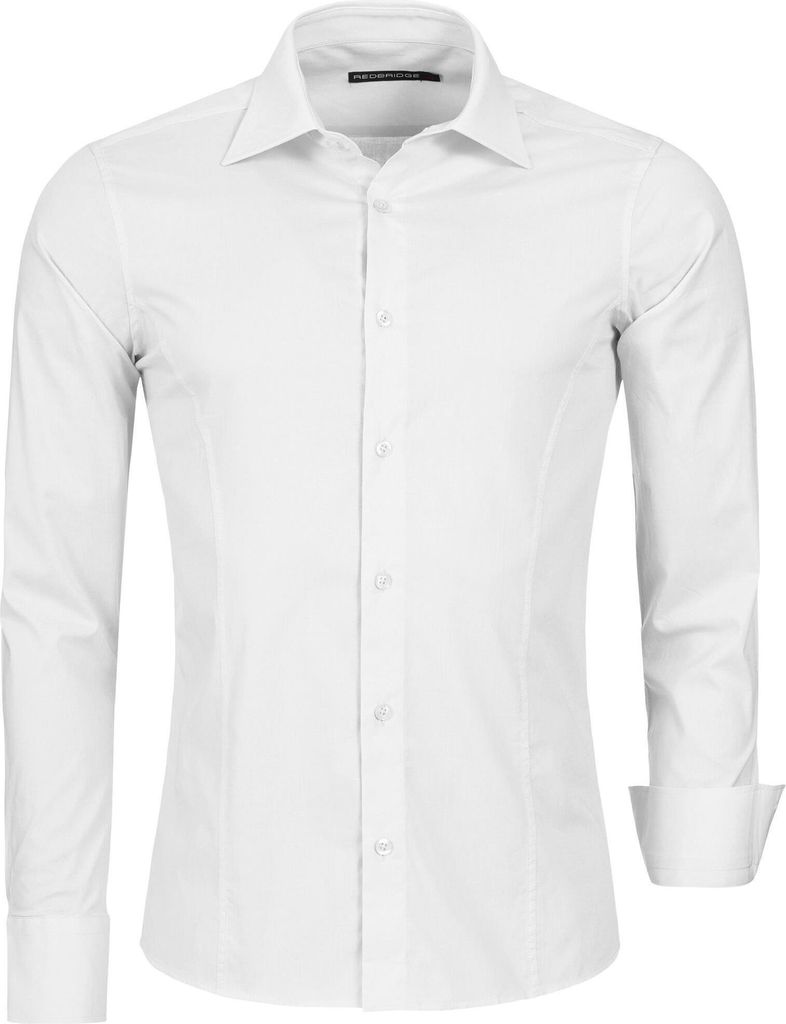 Red Bridge Herren Basic Design Slim Fit Langarm Hemd Weiß XL