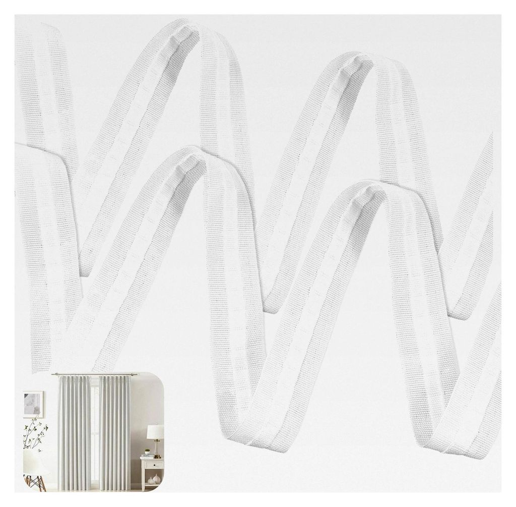 30M x 2,5CM Gardinenband, Weißes Kräuselband zum Aufnähen, Vorhangband aus Polyester für Gardinen im Schlafzimmer (1 Rolle)